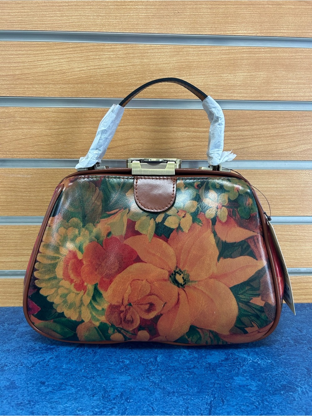 Patricia Nash Colorful floral iconic Italian leather satchel